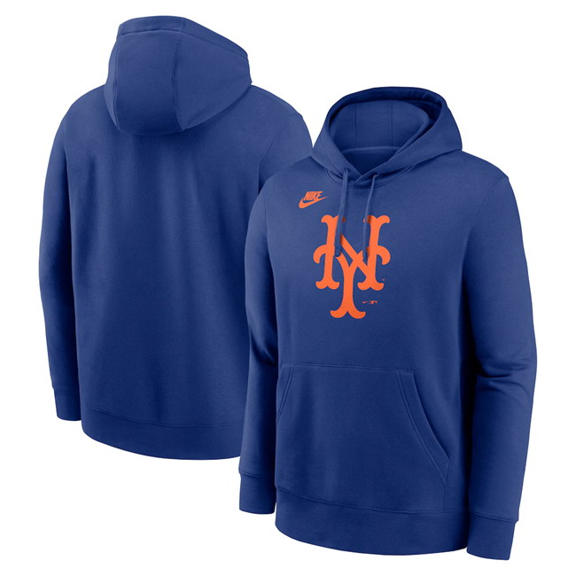 Personalized Men’s New York Mets Royal Cooperstown Collection Logo Club ebjerseys.com Pullover Hoodie