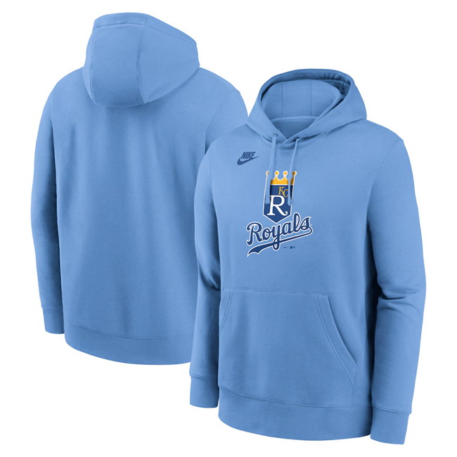 Personalized Men’s Kansas City Royals Light Blue Cooperstown Collection Logo Club Pullover Hoodie