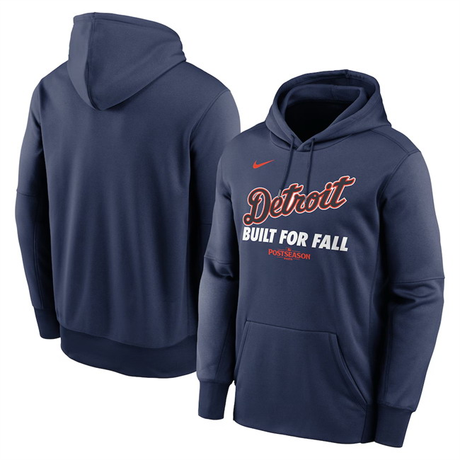 Personalized Men’s Detroit Tigers Navy 2025 Postseason Collection Therma Fleece Hoodie