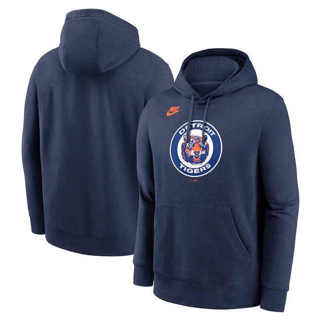Personalized Men’s Detroit Tigers Navy Cooperstown Collection Logo Club Pullover Hoodie