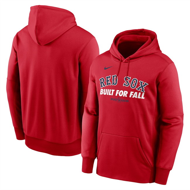 Personalized Men’s Boston Red Sox Red 2025 Postseason Collection Therma Fleece Hoodie