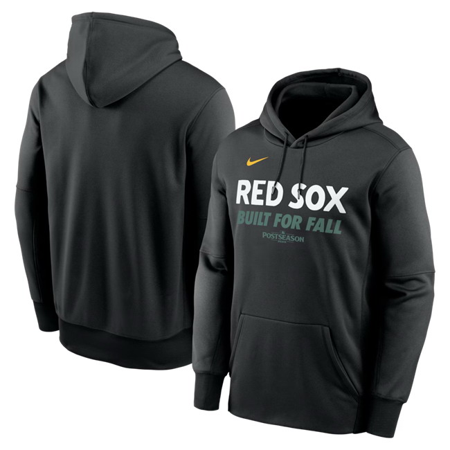 Personalized Men’s Boston Red Sox Black 2025 Postseason Collection Therma Fleece Hoodie