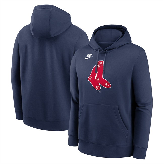 Personalized Men’s Boston Red Sox Navy Cooperstown Collection Logo Club Pullover Hoodie