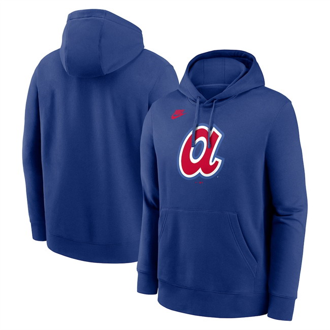 Personalized Men’s Atlanta Braves Royal Cooperstown Collection Logo Club Pullover Hoodie