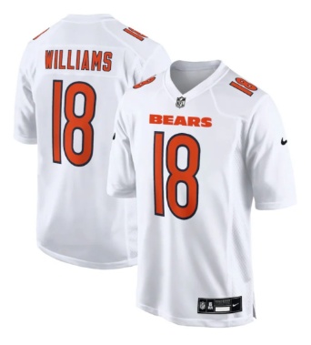 Personalized Men’s Chicago Bears #18 Caleb Williams Tundra White Fashion Jersey