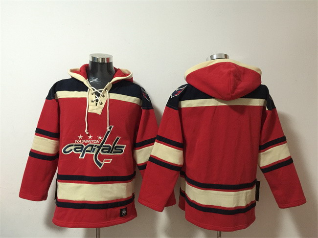 Personalized Men’s Washington Capitals Blank Red Ageless Must-Have Lace-Up Pullover Hoodie