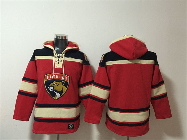 Personalized Men’s Florida Panthers Blank Red Lace-Up Pullover Hoodie