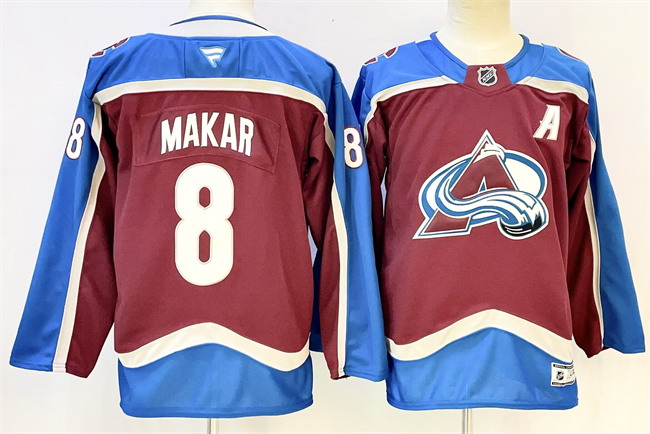 Personalized Men’s Colorado Avalanche #8 Cale Makar Burgundy 2024-25 With A Patch Stitched Jersey