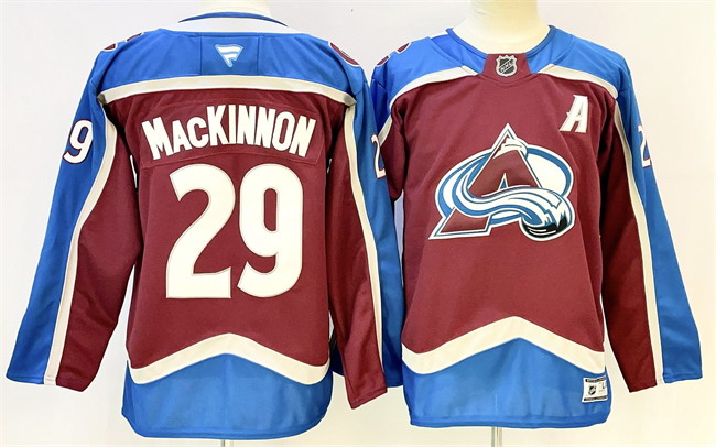 Personalized Men’s Colorado Avalanche #29 Nathan MacKinnon Burgundy 2024-25 With A Patch Stitched Jersey