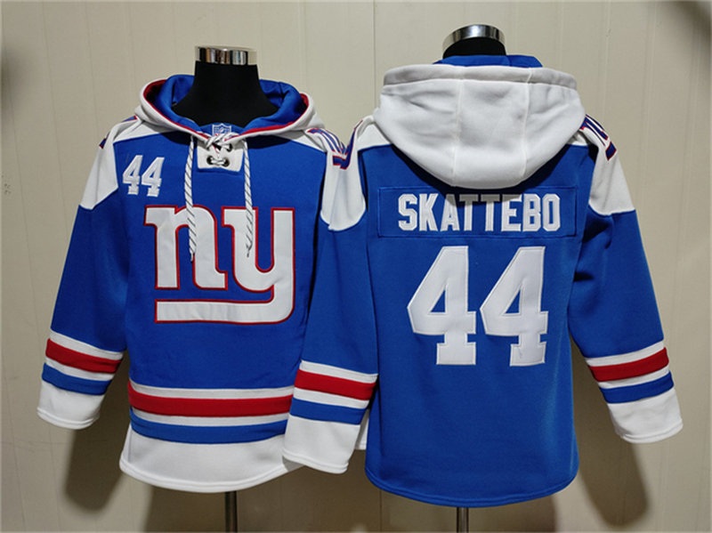 Personalized Men’s New York Giants #44 Cam Skattebo Blue Ageless Must-Have Lace-Up Pullover Hoodie