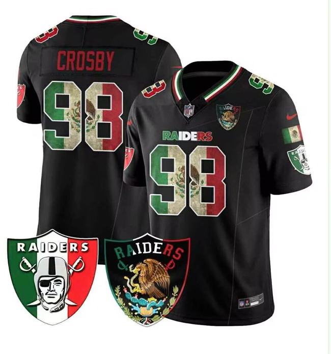 Personalized Men’s Las Vegas Raiders #98 Maxx Crosby Black F.U.S.E. Mexico With Patch Stitched Football Jersey