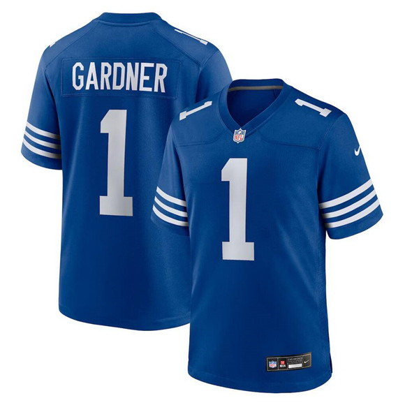 Personalized Men’s Indianapolis Colts #1 Sauce Gardner Blue 2025 Stitched Game Jersey