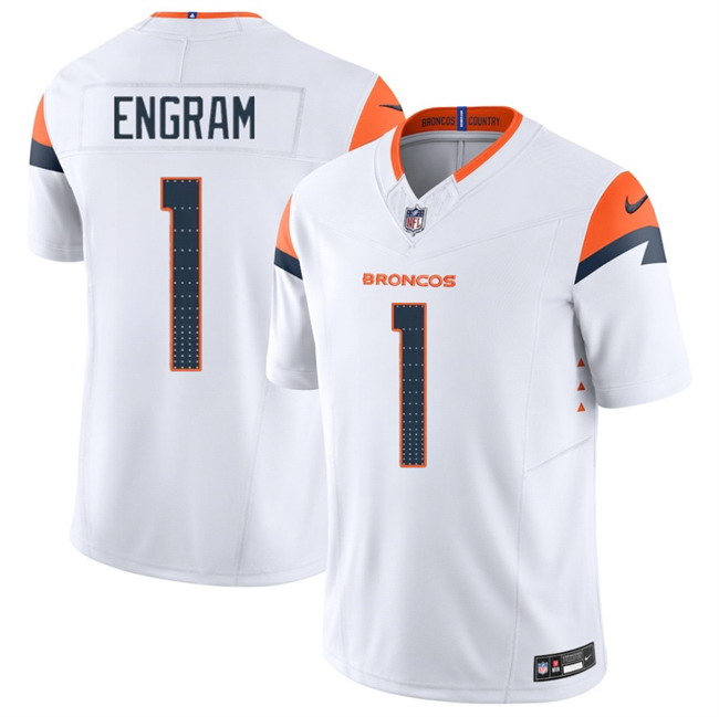 Personalized Men’s Denver Broncos #1 Evan Engram White 2025 F.U.S.E. Limited Stitched Football Jersey