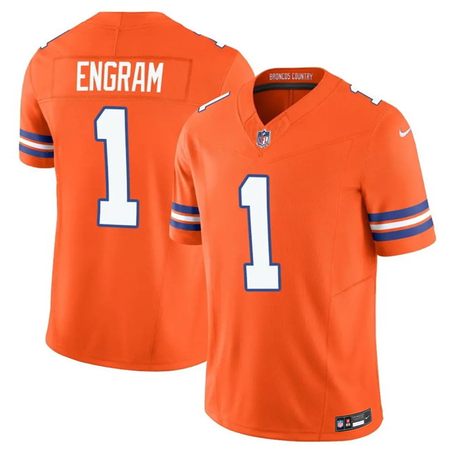 Personalized Men’s Denver Broncos #1 Evan Engram Orange F.U.S.E. Mile High Collection 1977 Throwback Limited Stitched Football Jersey