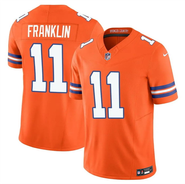 Personalized Men’s Denver Broncos #11 Troy Franklin Orange F.U.S.E. Mile High Collection 1977 Throwback Limited Stitched Football Jersey