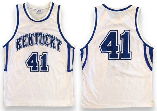 Personalized Men’s Kentucky Wildcats #41 Mark Pope White Stitched Basketball Jersey