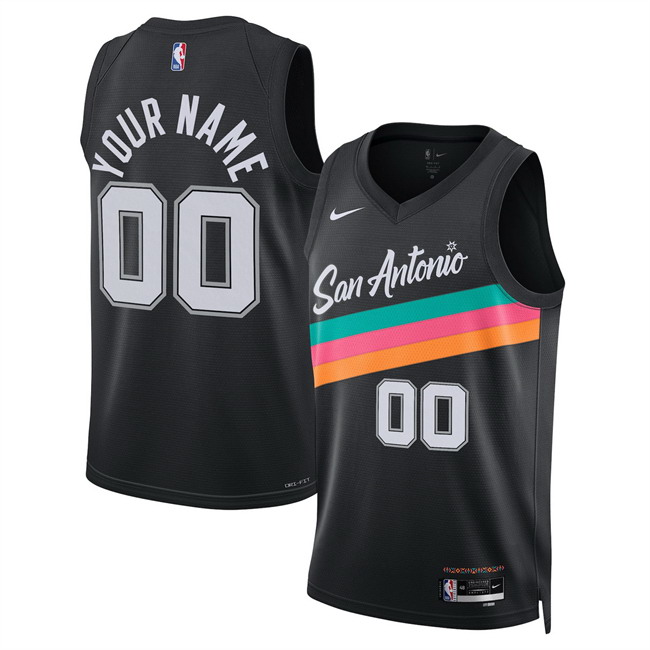 Personalized Men’s San Antonio Spurs Active Player Black 2025 26 City Edition Stitched Basketball Jersey