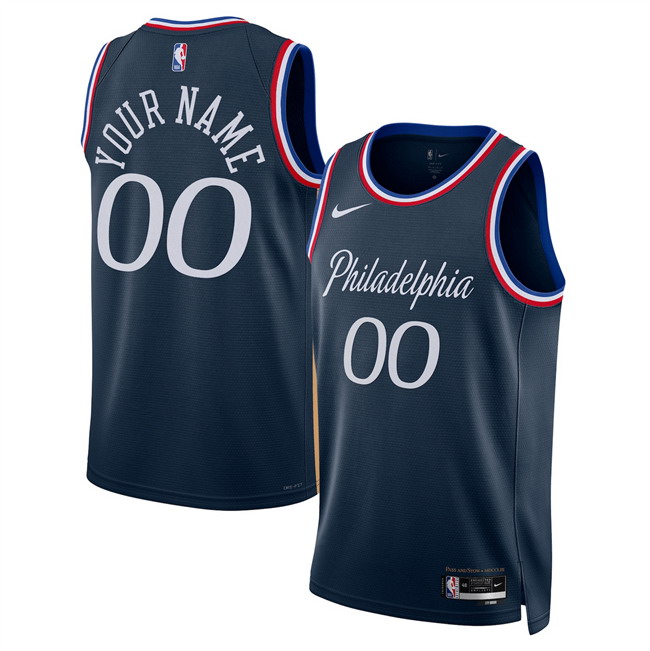 Personalized Men’s Philadelphia 76ers Active Player Navy 2025 26 City Edition Stitched Jersey