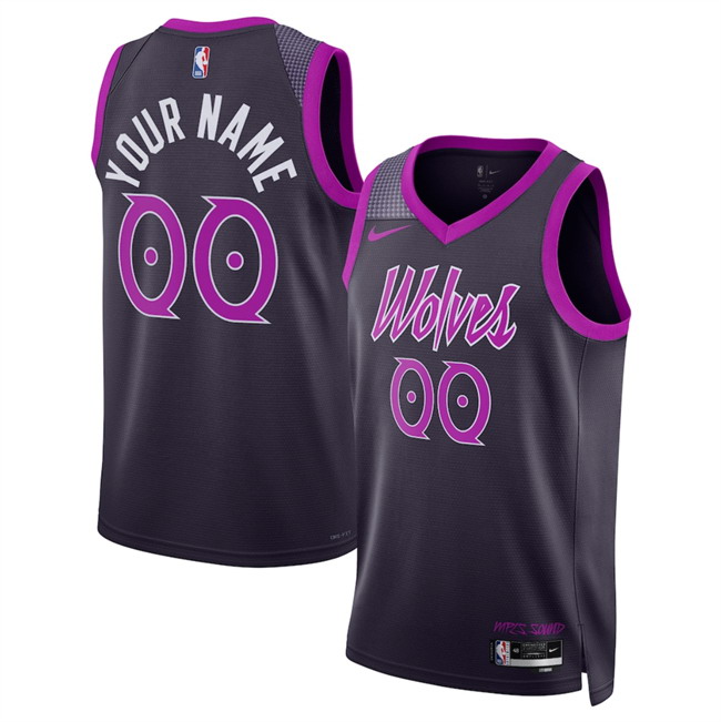 Personalized Men’s Minnesota Timberwolves Active Player Purple 2025 26 City Edition Stitched Jersey