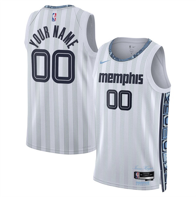 Personalized Men’s Memphis Grizzlies Active Player White 2025 26 City Edition Stitched Basketball Jersey