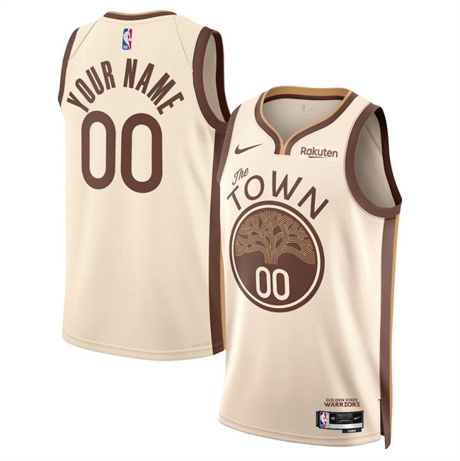Personalized Men’s Golden State Warriors Active Player Tan 2025 26 City Edition Stitched Basketball Jersey