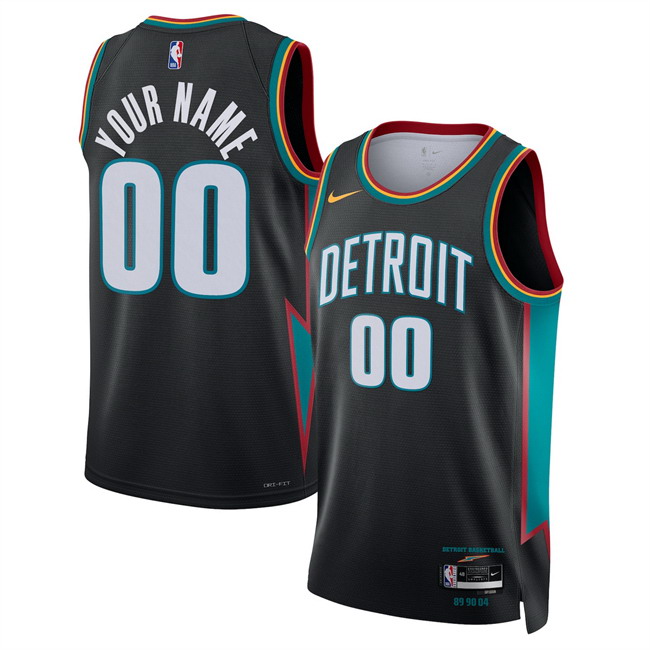 Personalized Men’s Detroit Pistons Active Player Black 2025 26 City Edition Stitched Basketball Jersey