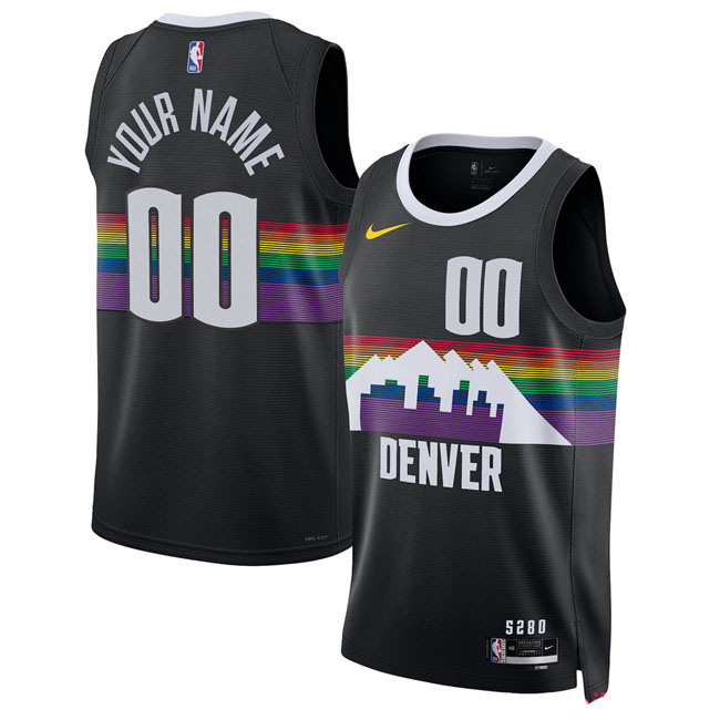 Personalized Men’s Denver Nuggets Active Player Black 2025 26 City Edition Stitched Basketball Jersey