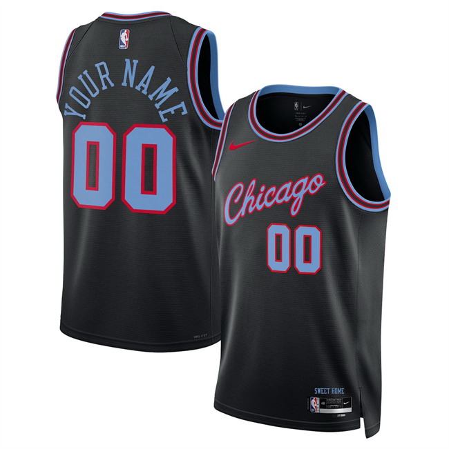 Personalized Men’s Chicago Bulls Active Player Black 2025 26 City Edition Stitched Basketball Jersey
