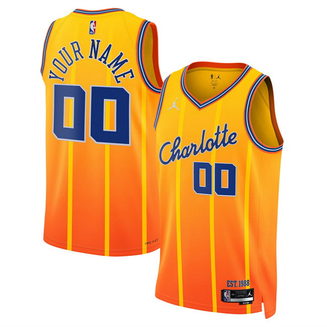 Personalized Men’s Charlotte Hornets Active Playe Orange 2025 26 City Edition Stitched Basketball Jersey