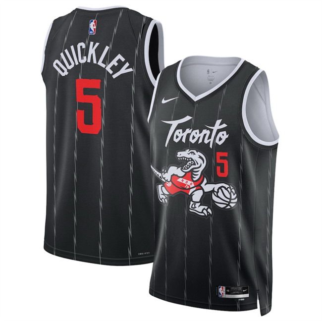 Personalized Men’s Toronto Raptors #5 Immanuel Quickley Black 2025 26 City Edition Stitched Basketball Jersey