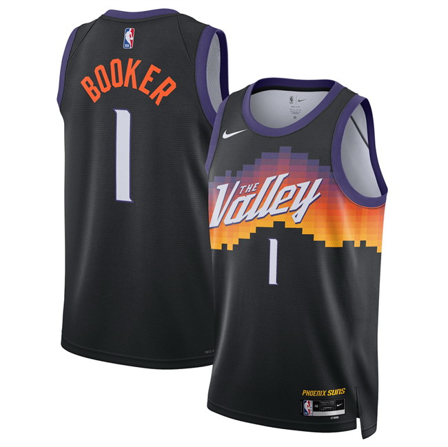 Personalized Men’s Phoenix Suns #1 Devin Booker Black 2025 26 City Edition Stitched Basketball Jersey
