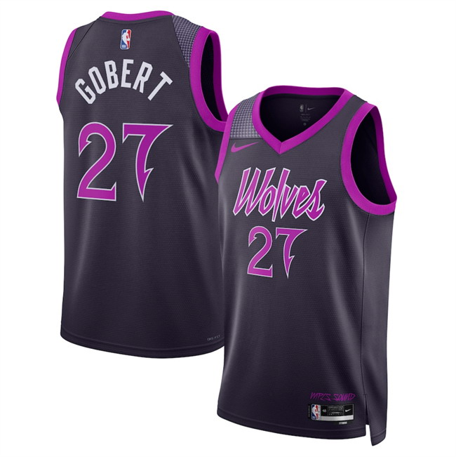 Personalized Men’s Minnesota Timberwolves #27 Rudy Gobert Purple 2025 26 City Edition Stitched Jersey