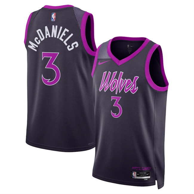 Personalized Men’s Minnesota Timberwolves #3 Jaden McDaniels Purple 2025 26 City Edition Stitched Jersey
