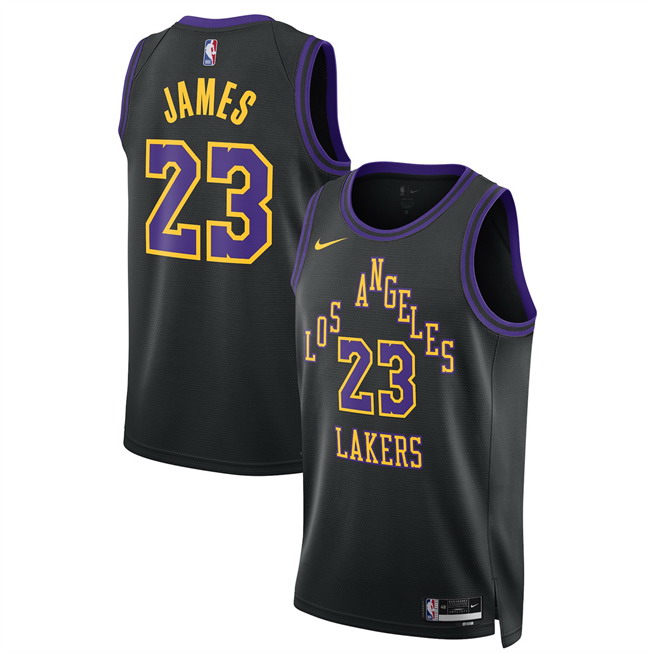Personalized Men’s Los Angeles Lakers #23 LeBron James LeBron James Black 2025 26 City Edition Stitched Basketball Jersey