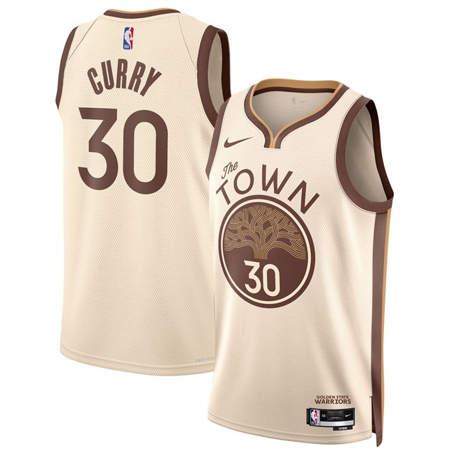 Personalized Men’s Golden State Warriors #30 Stephen Curry Tan 2025 26 City Edition Stitched Basketball Jersey
