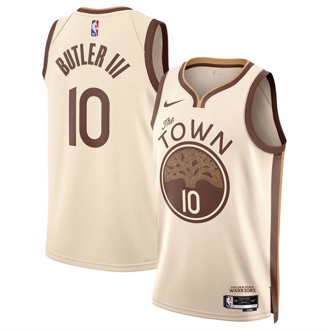 Personalized Men’s Golden State Warriors #10 Jimmy Butler III Tan 2025 26 City Edition Stitched Basketball Jersey