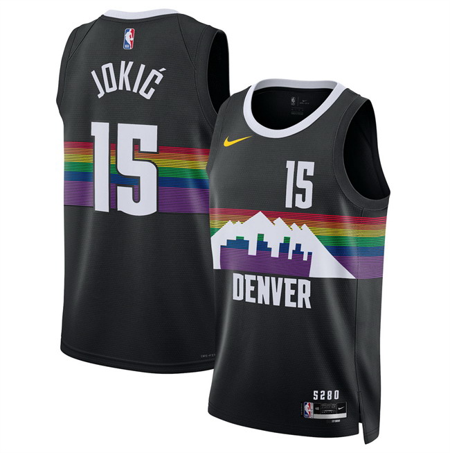 Personalized Men’s Denver Nuggets #15 Nikola Jokic Black 2025 26 City Edition Stitched Basketball Jersey