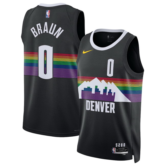 Personalized Men’s Denver Nuggets #0 Christian Braun Black 2025 26 City Edition Stitched Basketball Jersey