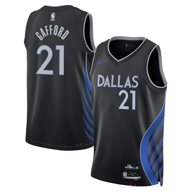 Personalized Men’s Dallas Mavericks #21 Daniel Gafford Black 2025 26 City Edition Stitched Basketball Jersey