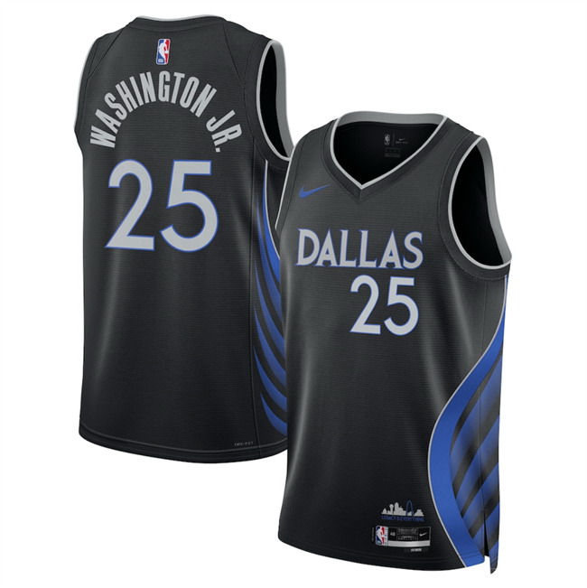 Personalized Men’s Dallas Mavericks #25 P.J. Washington Black 2025 26 City Edition Stitched Basketball Jersey