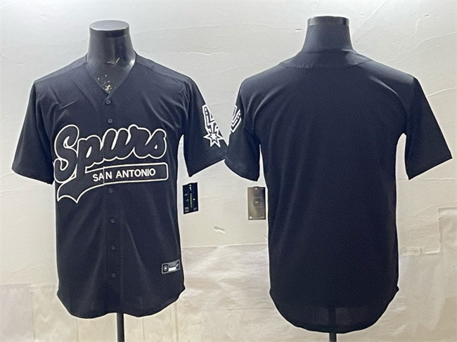 Personalized Men’s San Antonio Spurs Blank Black Stitched Baseball Jersey