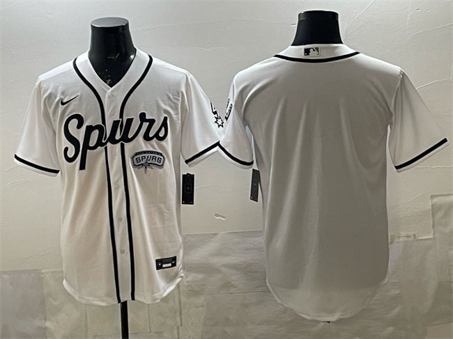 Personalized Men’s San Antonio Spurs Blank White Stitched Baseball Jersey
