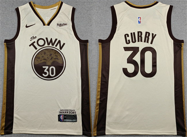 Personalized Men’s Golden State Warriors #30 Stephen Curry Tan City Edition Stitched Basketball Jersey