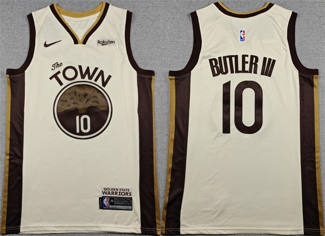 Personalized Men’s Golden State Warriors #10 Jimmy Butler III Tan 2025 City Edition Stitched Basketball Jersey