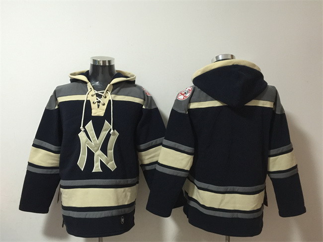 Personalized Men’s New York Yankees Blank Navy Ageless Must-Have Lace-Up Pullover Hoodie