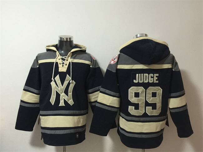 Personalized Men’s New York Yankees #99 Aaron Judge Navy Ageless Must-Have Lace-Up Pullover Hoodie