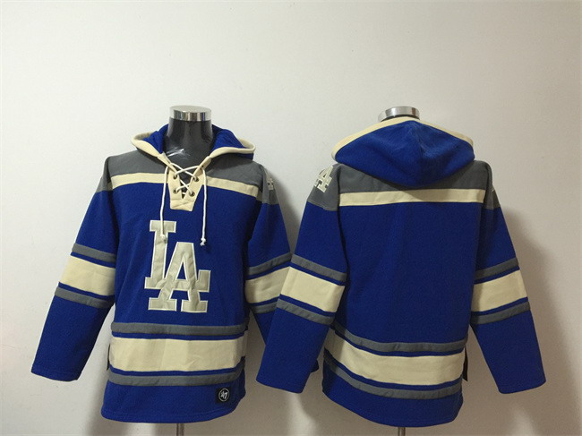 Personalized Men’s Los Angeles Dodgers Blank Blue Ageless Must-Have Lace-Up Pullover Hoodie