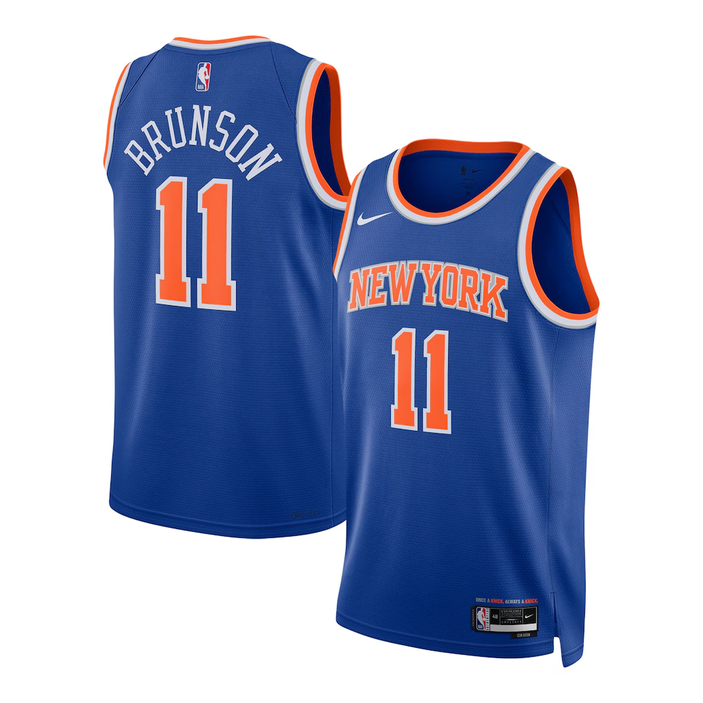 Personalized Youth New Yok Knicks #11 Jalen Brunson Blue Basketball Jersey