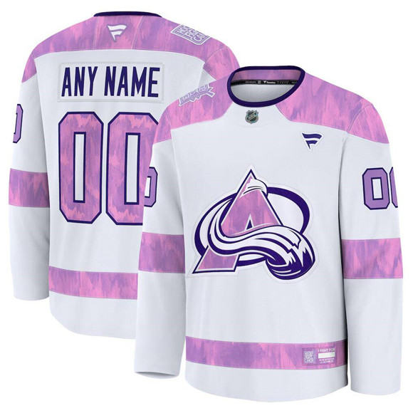 Personalized Men’s Colorado Avalanche White 2024 Fights Cancer Stitched Jersey