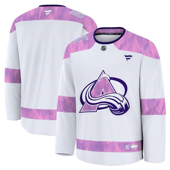 Personalized Men’s Colorado Avalanche Blank White 2024 Fights Cancer Stitched Jersey
